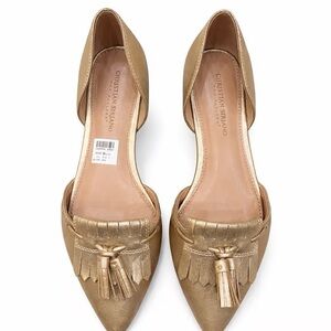 Christian Siriano Metallic Gold Flats with Tassels